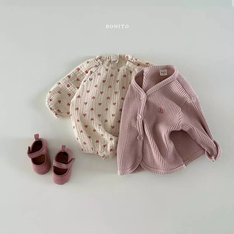 Bonito - Korean Baby Fashion - #babyboutique - Series Check Heart Bodysuit - 6
