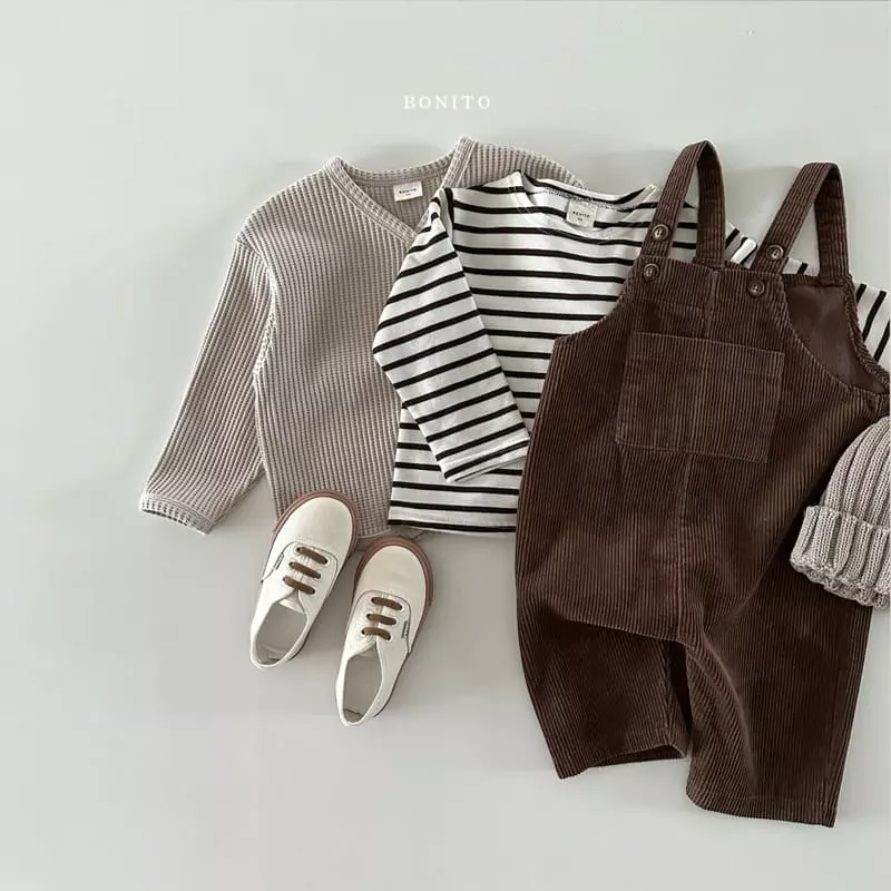 Bonito - Korean Baby Fashion - #babyboutiqueclothing - Rib Dungarees Pants - 12
