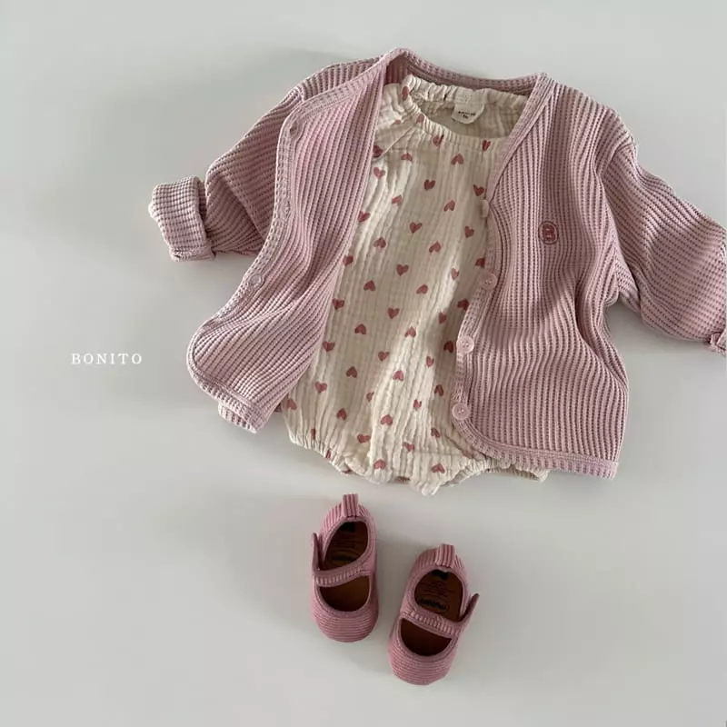 Bonito - Korean Baby Fashion - #babyclothing - Series Check Heart Bodysuit - 8
