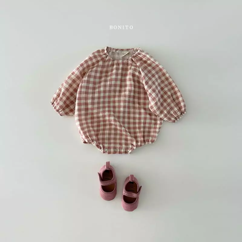 Bonito - Korean Baby Fashion - #babyfashion - Series Check Heart Bodysuit - 9