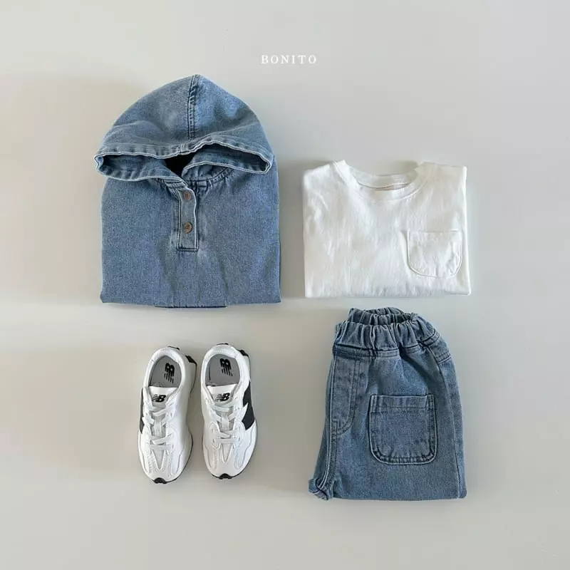 Bonito - Korean Baby Fashion - #babyoutfit - Denim Kangaroo Hoody - 8