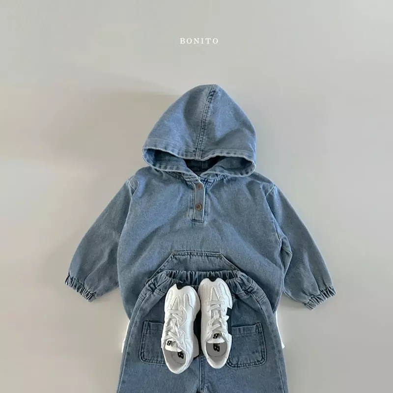 Bonito - Korean Baby Fashion - #babyoutfit - Denim Kangaroo Hoody - 9