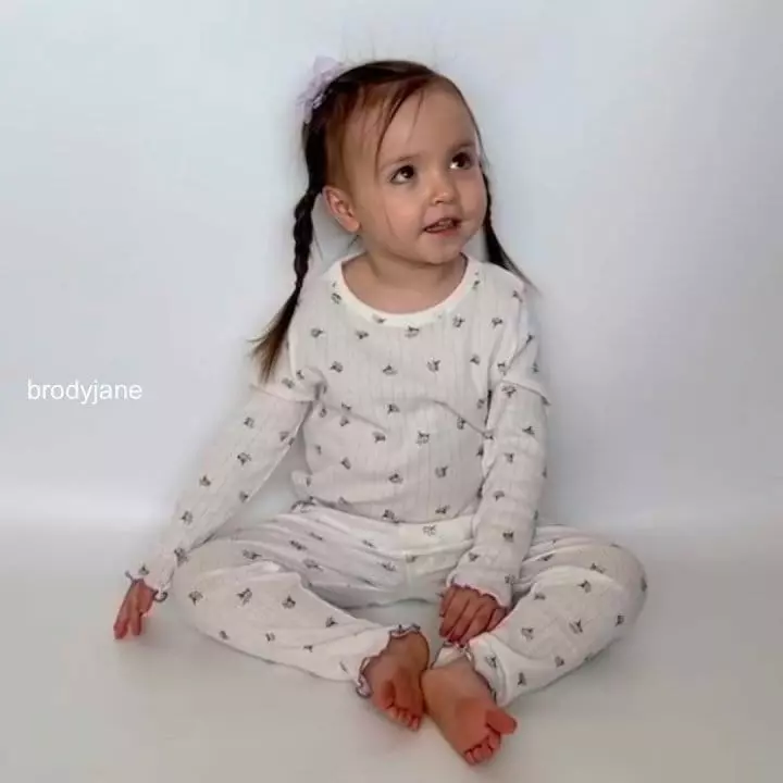 Brody Jane - Korean Children Fashion - #stylishchildhood - Berry Eyelet Frill Pajama - 10