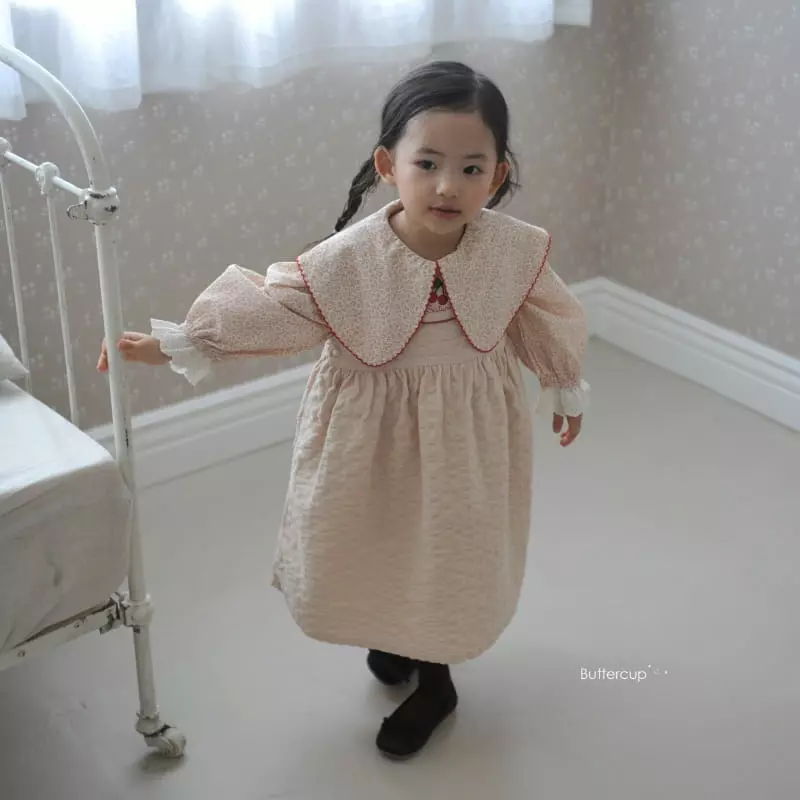 Buttercup - Korean Children Fashion - #childrensboutique - Cherrry Flower Layerd One--piece - 2
