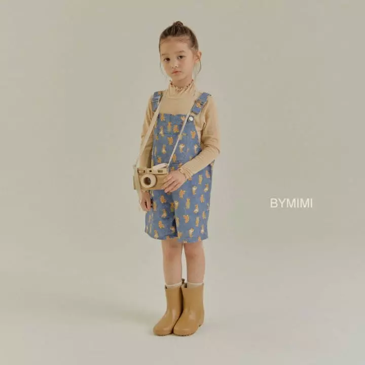 Bymimi - Korean Children Fashion - #prettylittlegirls - Bear Dungarees Pants - 4