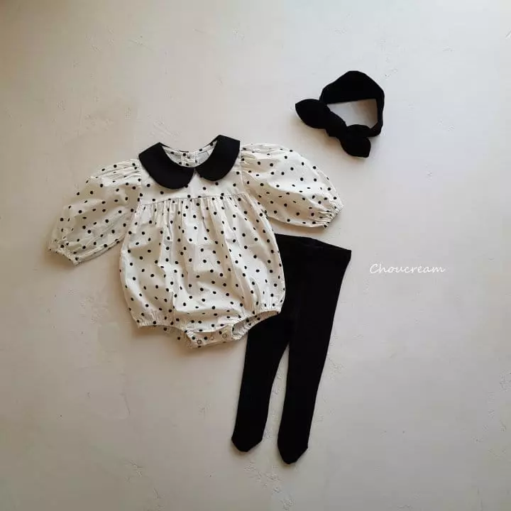 Choucream - Korean Baby Fashion - #babyboutique - Dot Collar Bodysuit - 2