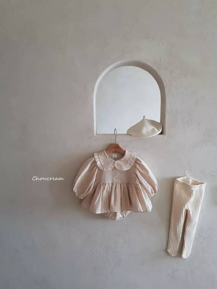 Choucream - Korean Baby Fashion - #babyfashion - Check Collar One-piece Bodysuit - 4