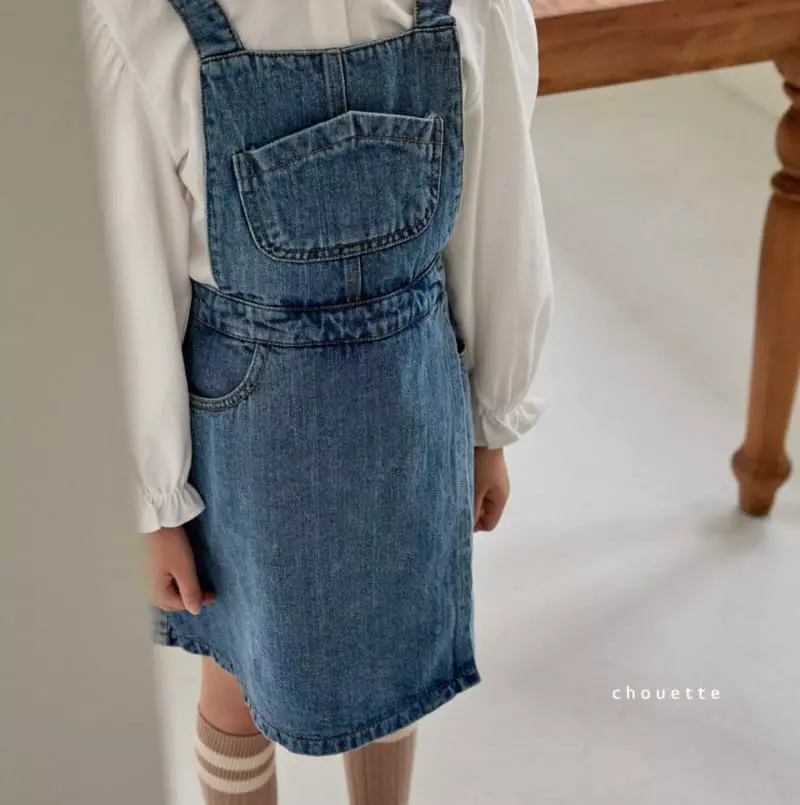 Chouette - Korean Children Fashion - #Kfashion4kids - Denim Dungarees Wrap One-piece - 12