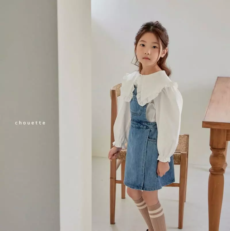 Chouette - Korean Children Fashion - #stylishchildhood - Denim Dungarees Wrap One-piece - 3
