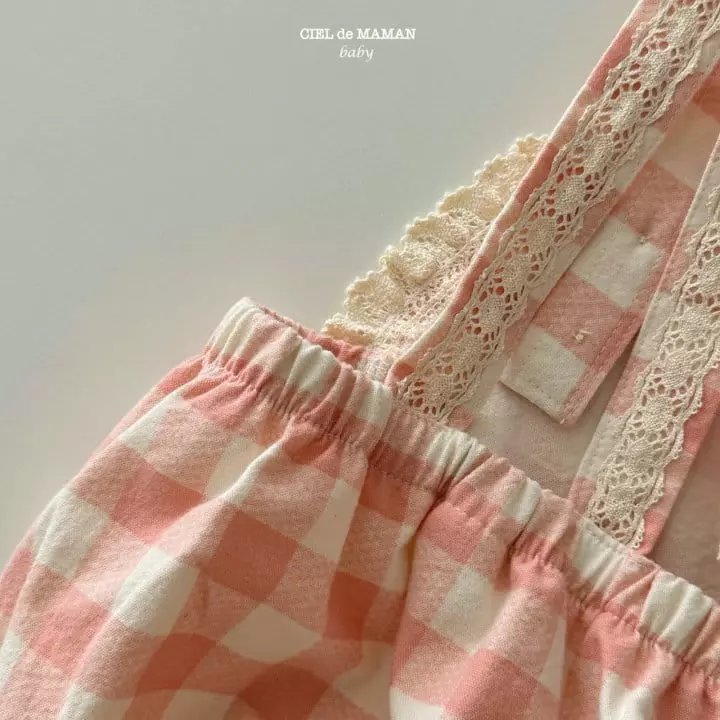 Ciel De Maman - Korean Baby Fashion - #smilingbaby - Frill Check Dungarees - 4