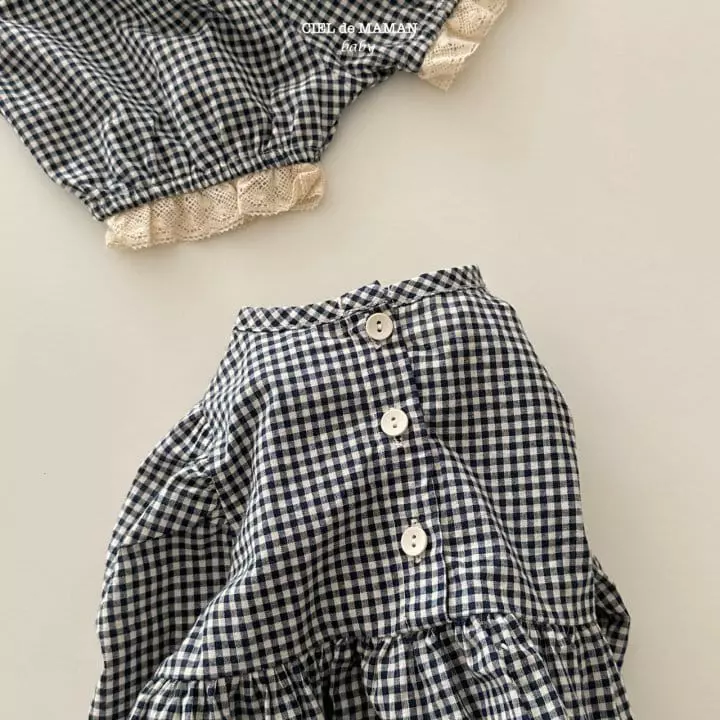 Ciel De Maman - Korean Baby Fashion - #babyboutique - Check Frill Blouse Set - 4