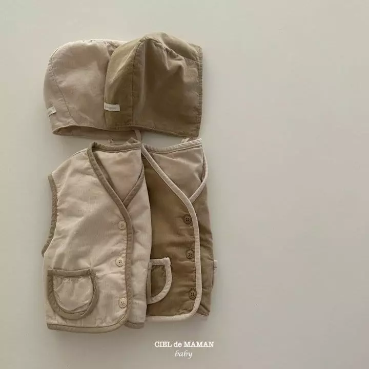 Ciel De Maman - Korean Baby Fashion - #babyboutiqueclothing - Quilting Vest Bonnet Set - 2