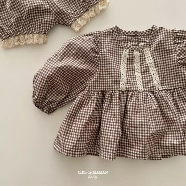 Ciel De Maman - Korean Baby Fashion - #babyfashion - Check Frill Blouse Set - 6