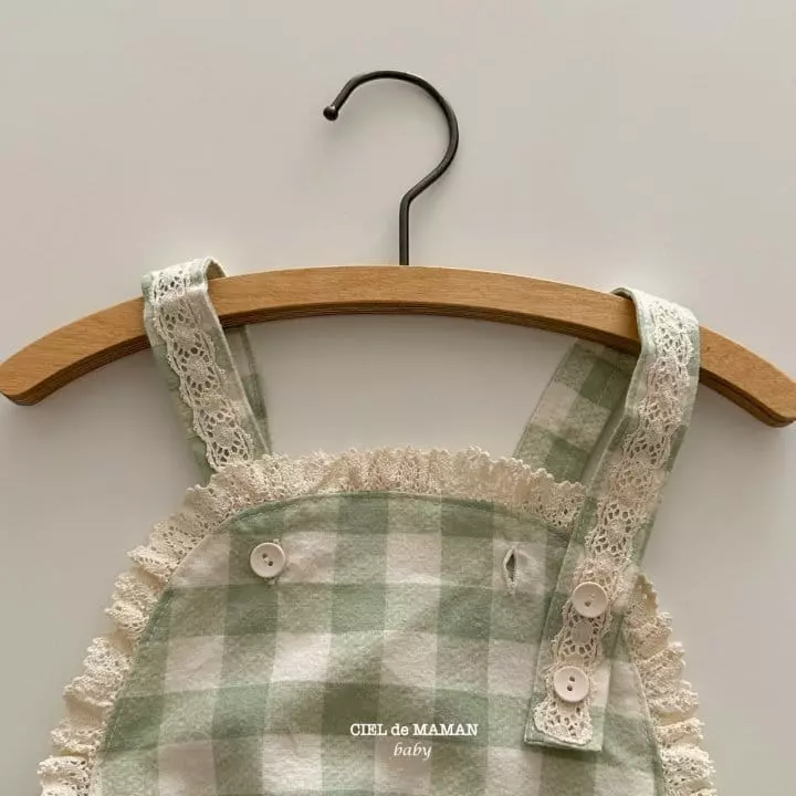 Ciel De Maman - Korean Baby Fashion - #babyfashion - Frill Check Dungarees - 7