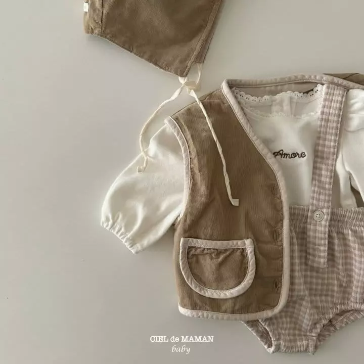 Ciel De Maman - Korean Baby Fashion - #babyclothing - Quilting Vest Bonnet Set - 4