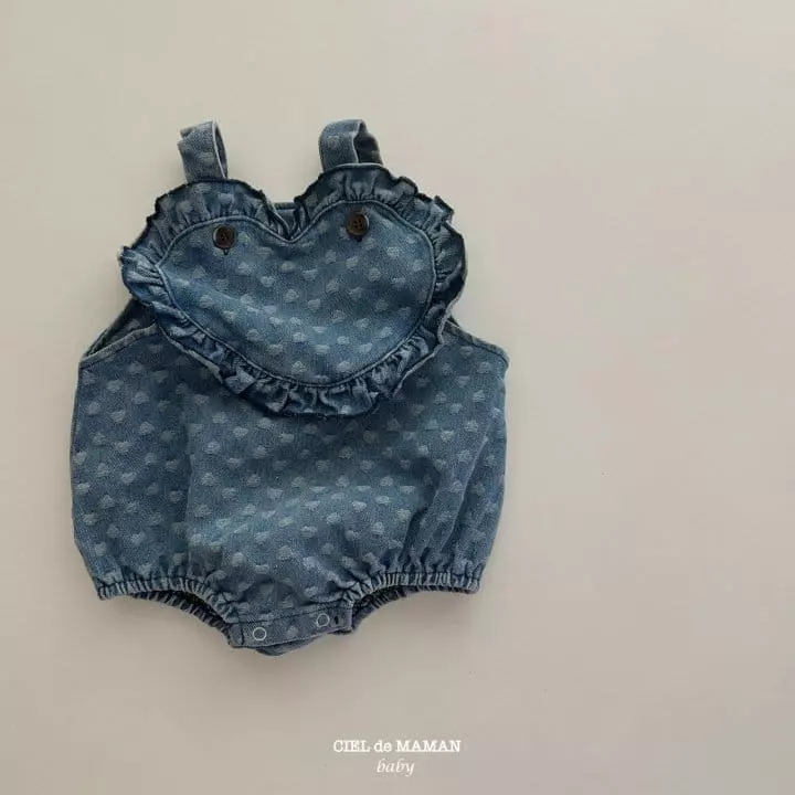 Ciel De Maman - Korean Baby Fashion - #babygirlfashion - Heart Denim Bodysuit Heart - 8