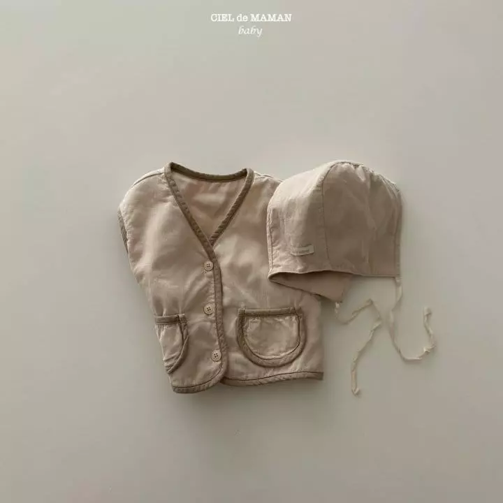 Ciel De Maman - Korean Baby Fashion - #babyoninstagram - Quilting Vest Bonnet Set - 8