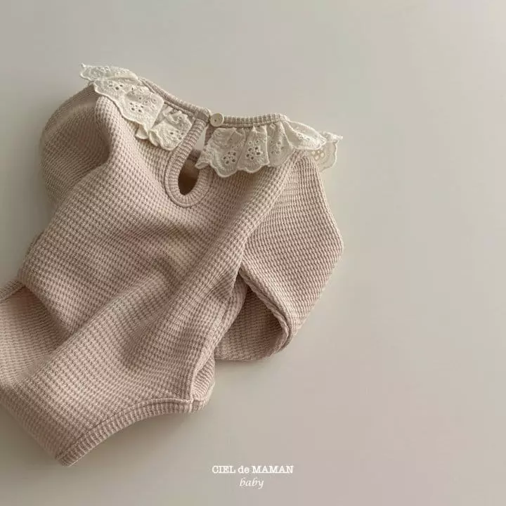 Ciel De Maman - Korean Baby Fashion - #babyoutfit - Frill Waffle Tee - 6