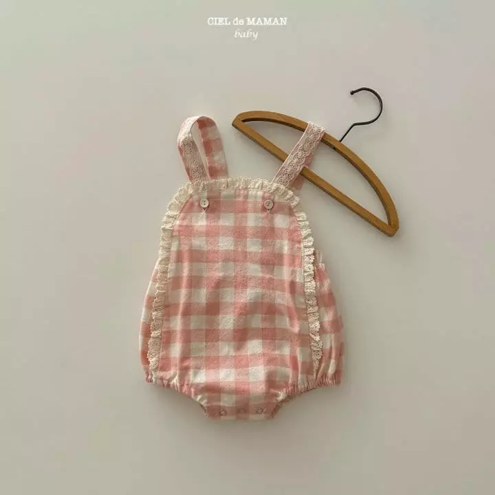 Ciel De Maman - Korean Baby Fashion - #onlinebabyboutique - Frill Check Dungarees