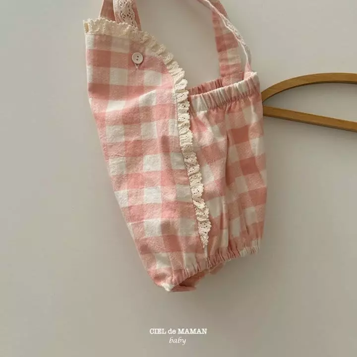 Ciel De Maman - Korean Baby Fashion - #onlinebabyshop - Frill Check Dungarees - 2