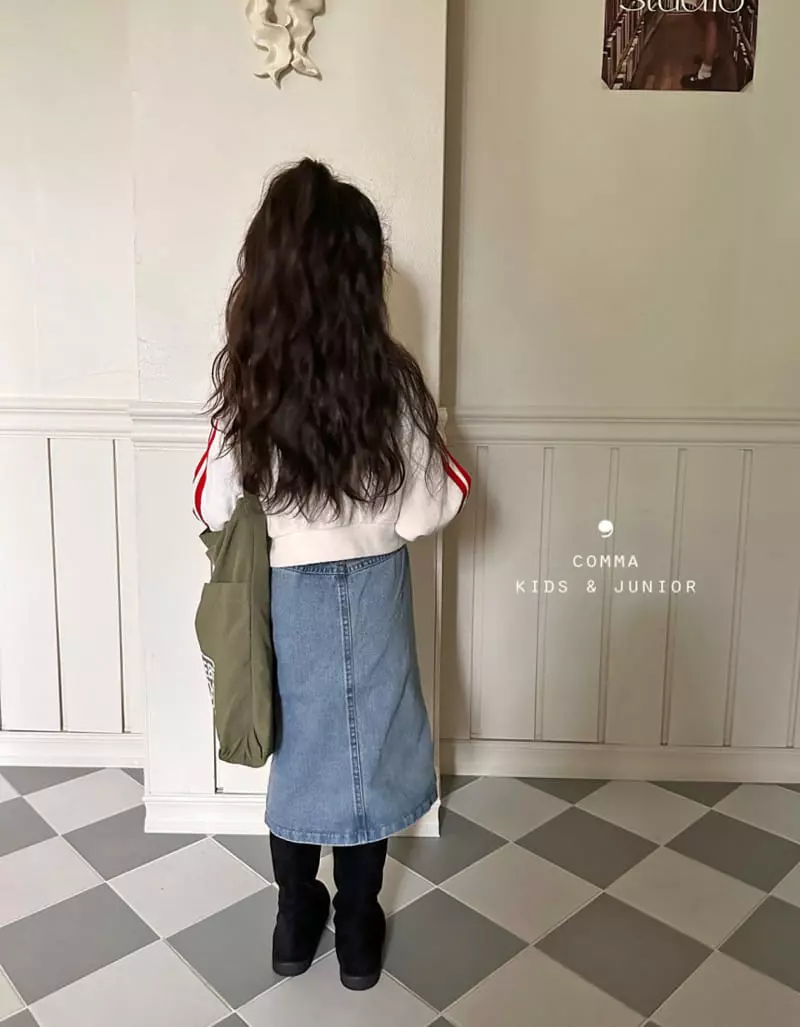 Comma - Korean Children Fashion - #discoveringself - Slit Denim Skirt - 8