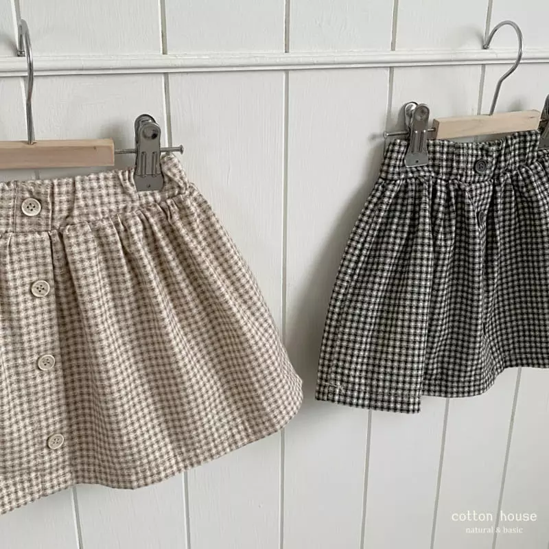 Cotton House - Korean Children Fashion - #childofig - Check Danjjack Skirt - 4