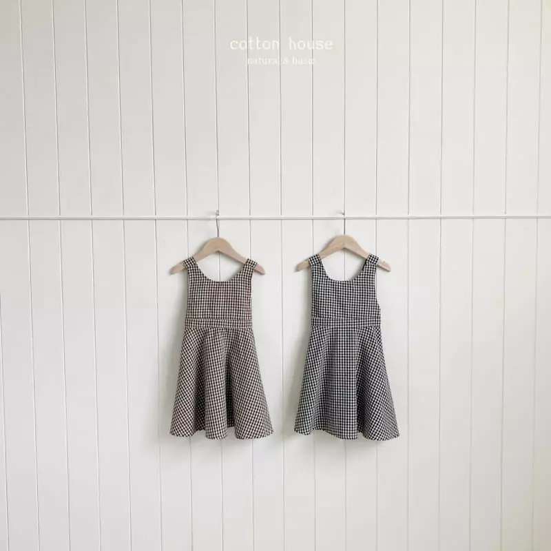 Cotton House - Korean Children Fashion - #childofig - Check Dungarees One-piece