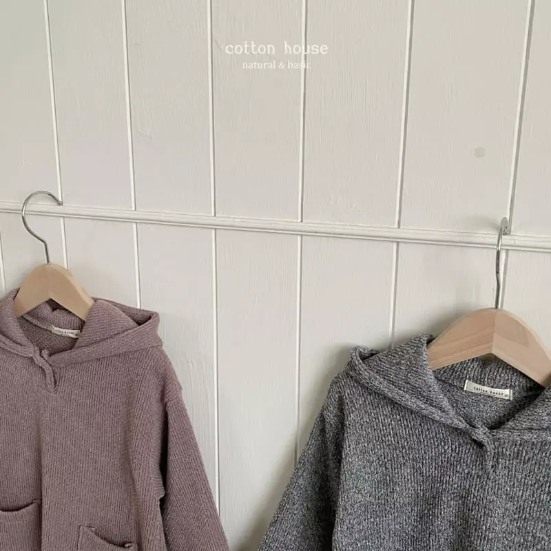 Cotton House - Korean Children Fashion - #kidsshorts - Knit Pocket Hoody - 2