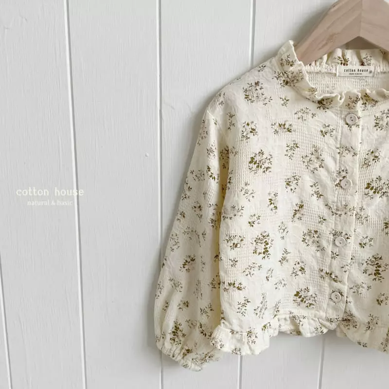 Cotton House - Korean Children Fashion - #littlefashionista - Jacquard Frill Blouse