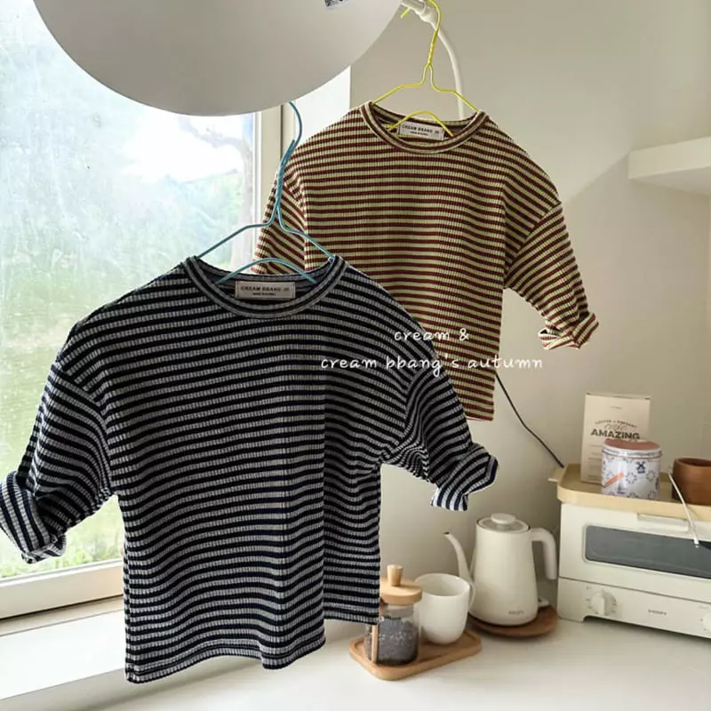 Cream Bbang - Korean Children Fashion - #kidzfashiontrend - Rib Stripes Tee