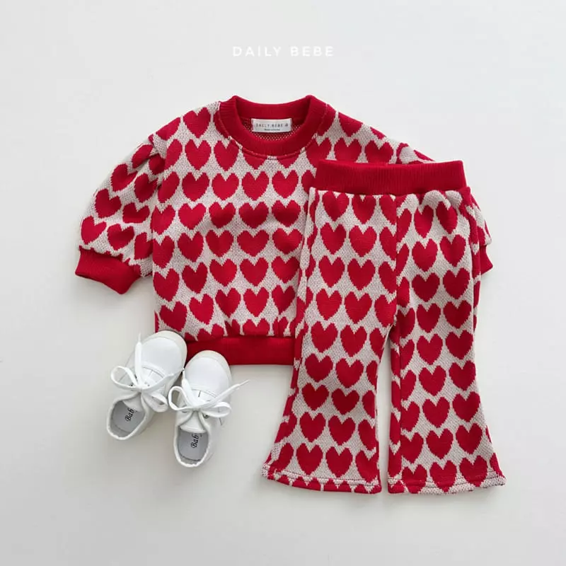 Daily Bebe - Korean Children Fashion - #Kfashion4kids - Jacquard Bootscut Top Bottom Set - 6