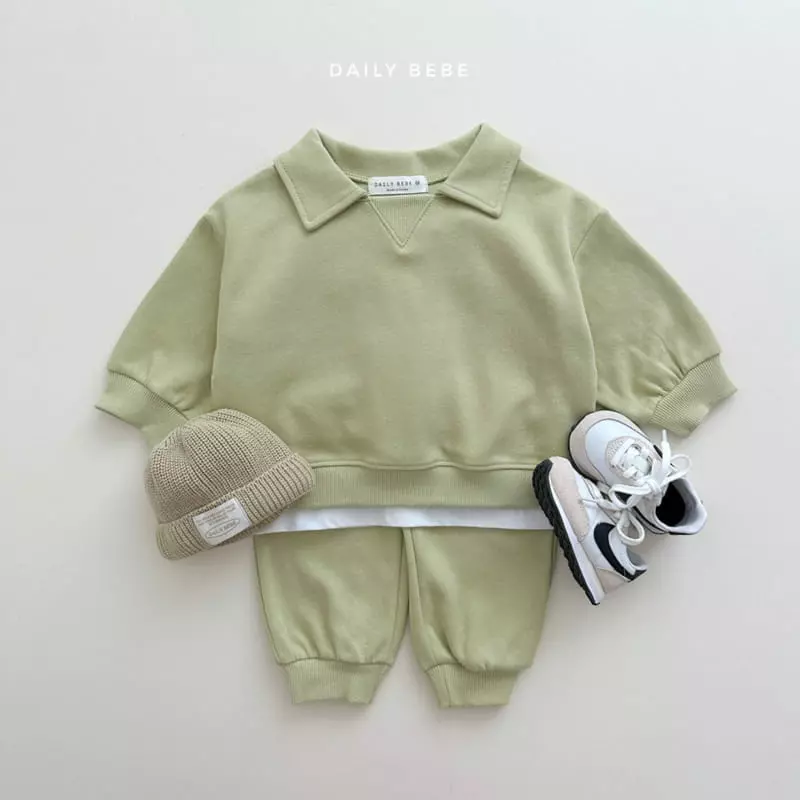Daily Bebe - Korean Children Fashion - #childofig - Muzi Collar Top Bottom Set - 7