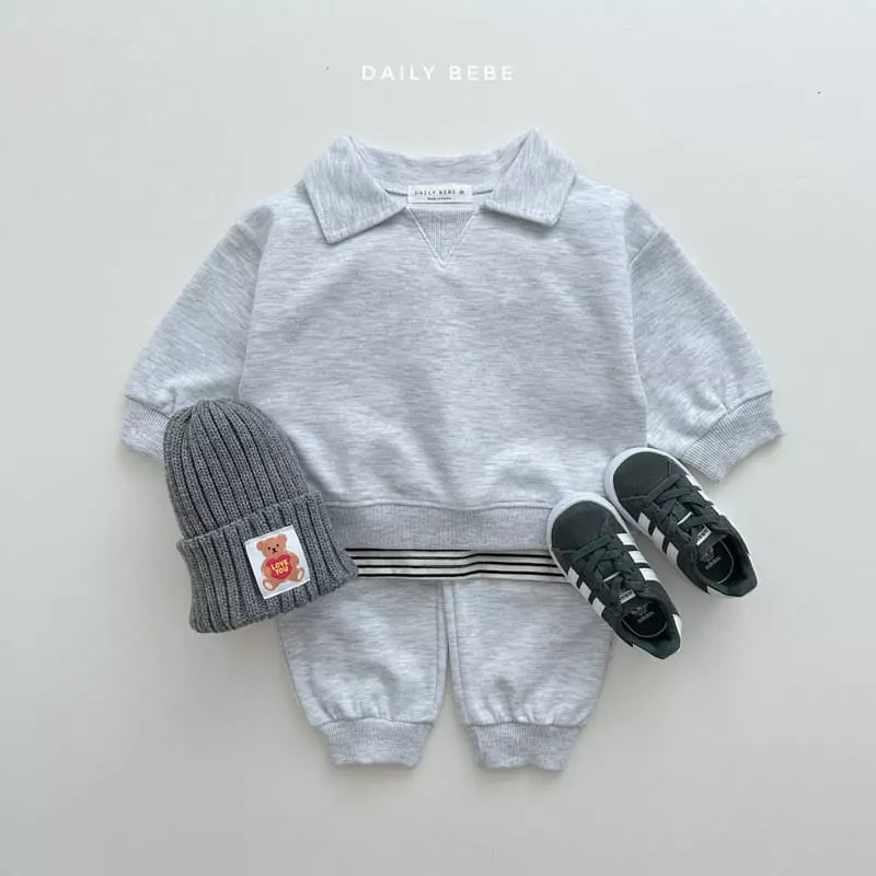 Daily Bebe - Korean Children Fashion - #childofig - Muzi Collar Top Bottom Set - 8