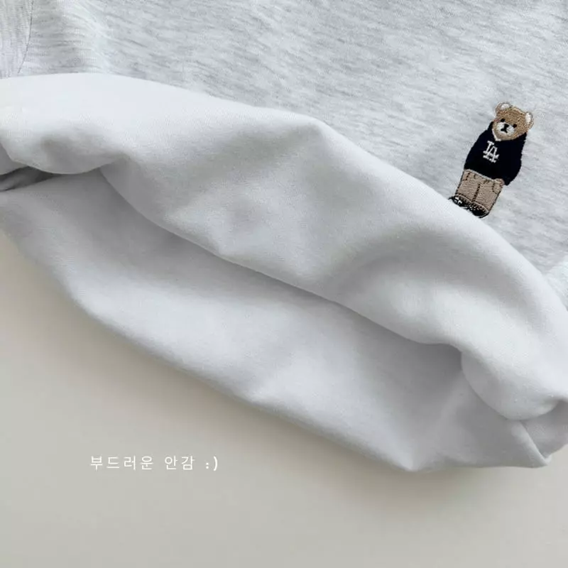 Daily Bebe - Korean Children Fashion - #childofig - Bear Embrodiery Top Bottom Set - 6