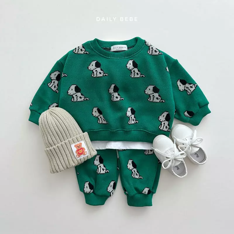 Daily Bebe - Korean Children Fashion - #discoveringself - Jacquard Jogger Top Bottom Set - 2