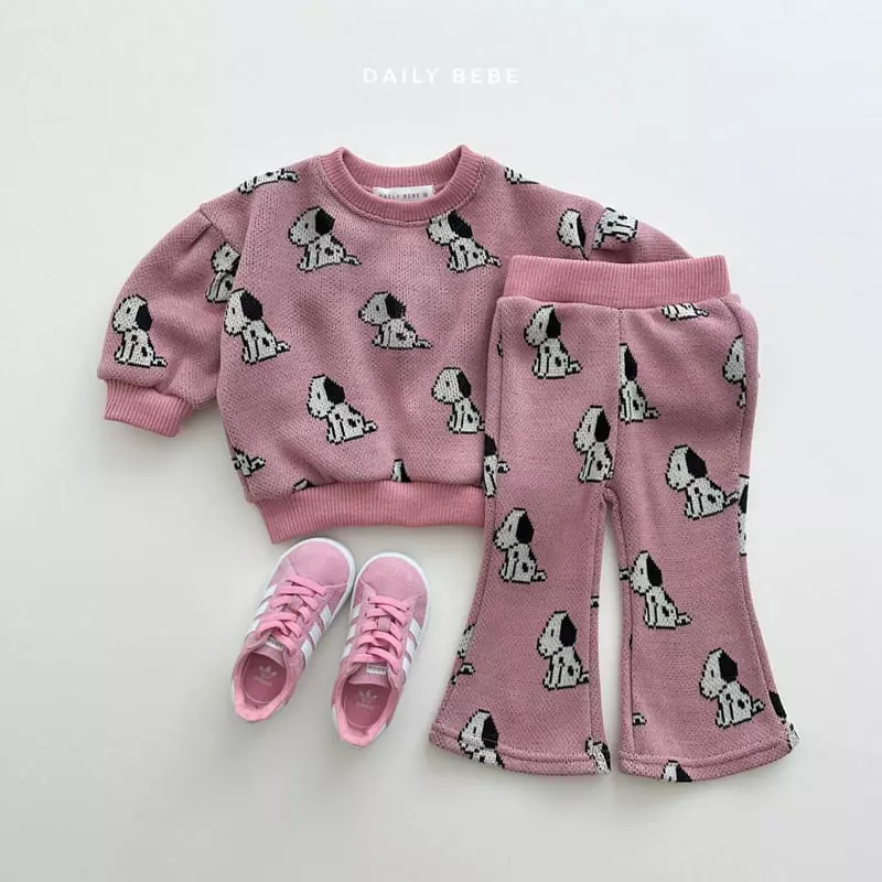Daily Bebe - Korean Children Fashion - #fashionkids - Jacquard Bootscut Top Bottom Set - 2