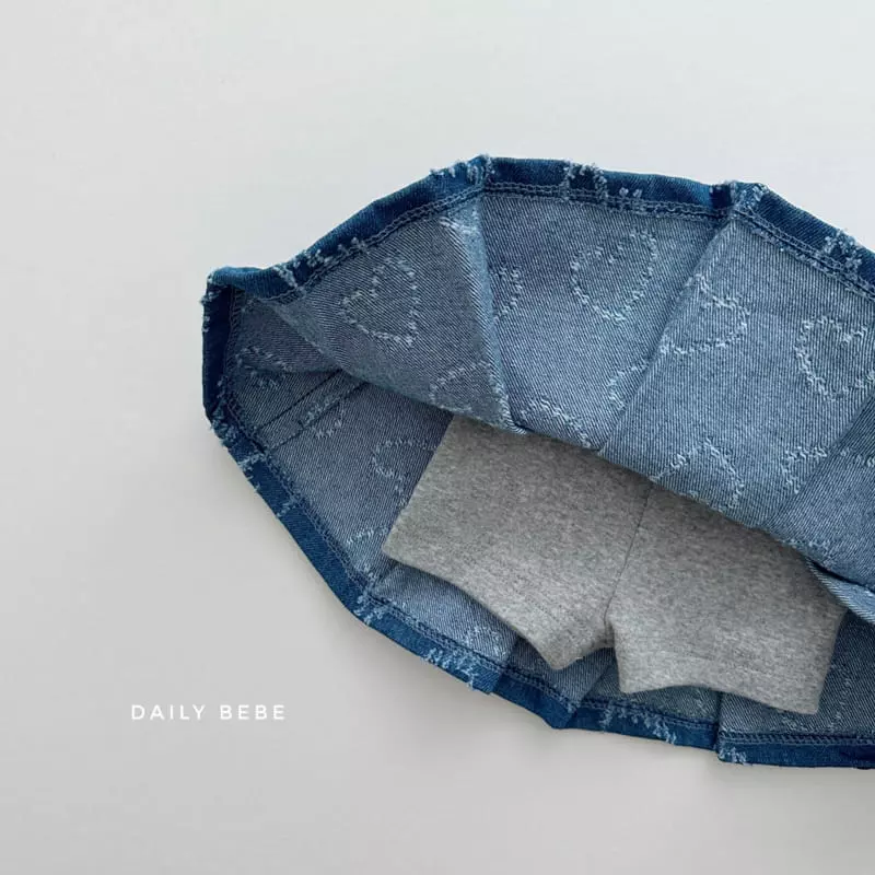 Daily Bebe - Korean Children Fashion - #kidsshorts - Heart Denim Skirt - 2