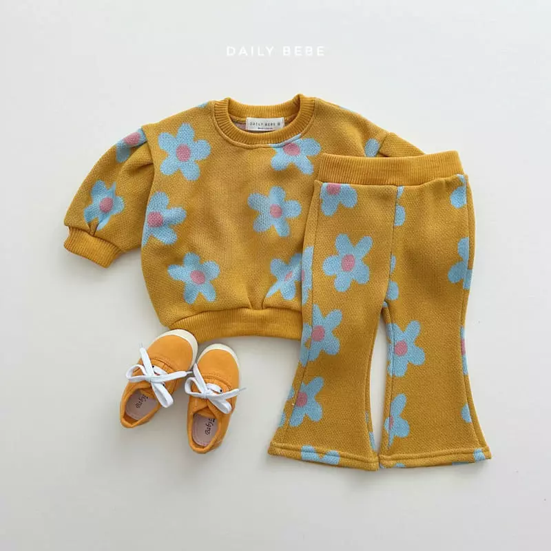Daily Bebe - Korean Children Fashion - #kidsshorts - Jacquard Bootscut Top Bottom Set - 4