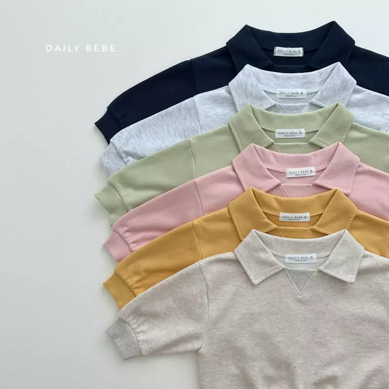 Daily Bebe - Korean Children Fashion - #kidzfashiontrend - Muzi Collar Top Bottom Set