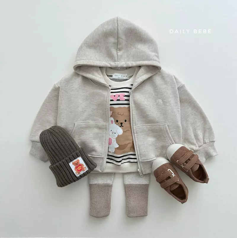 Daily Bebe - Korean Children Fashion - #minifashionista - D Embrodiery Hoody ZIP-up - 7
