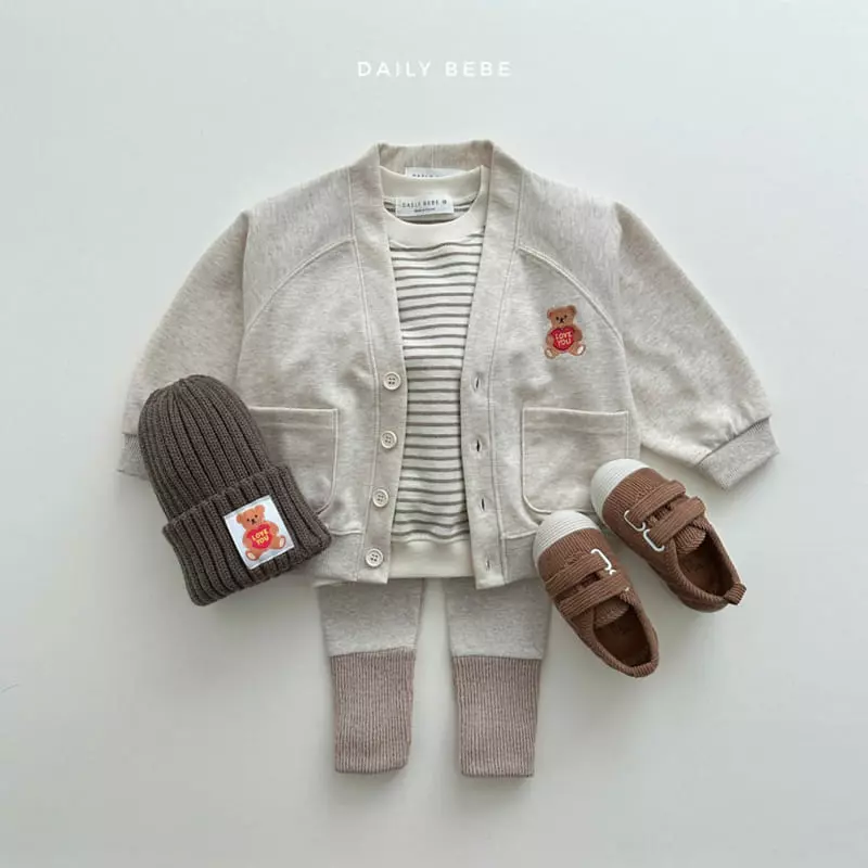 Daily Bebe - Korean Children Fashion - #minifashionista - Heart Bear Cardigan - 4