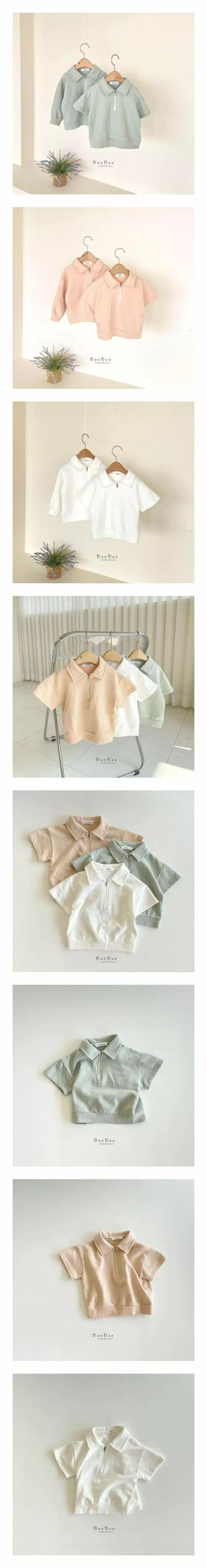 Denden - Korean Children Fashion - #childrensboutique - Blan Zip-up Short Sleeves Tee