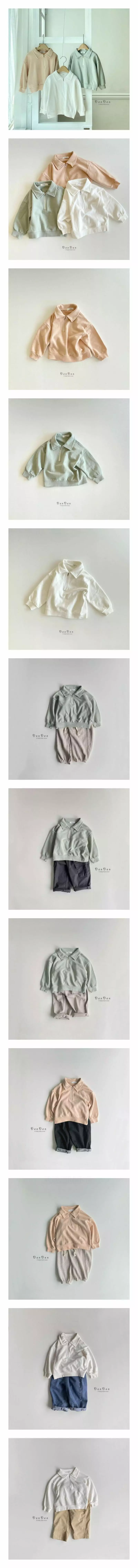 Denden - Korean Children Fashion - #designkidswear - Blan Zip-up Long Sleeves Tee