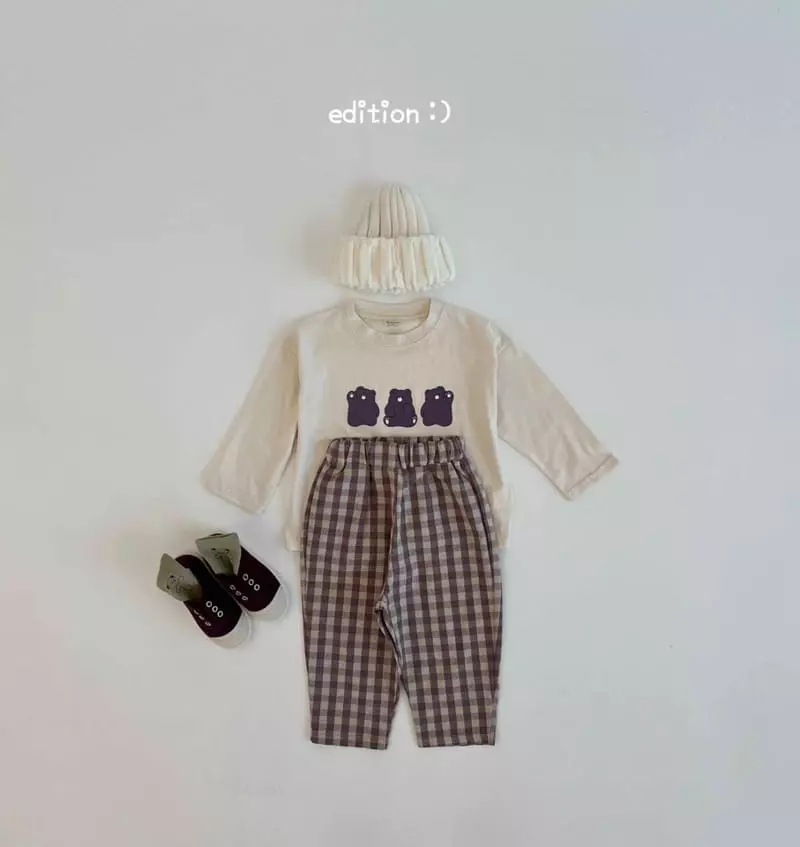 Edition - Korean Children Fashion - #Kfashion4kids - Check Bear Three Set - 2