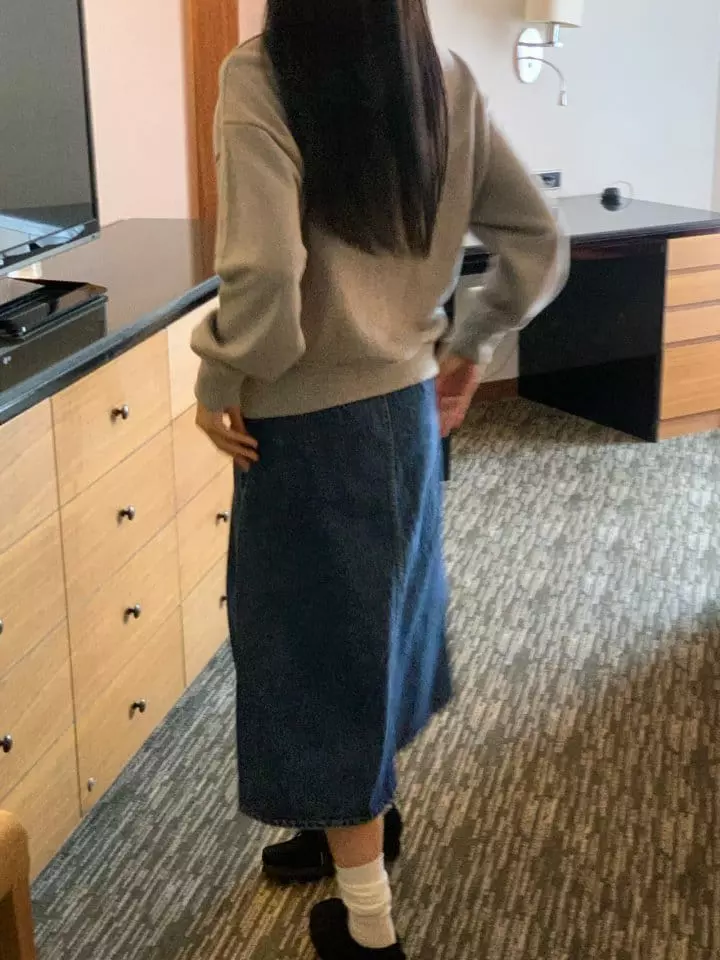 Enten - Korean Women Fashion - #momslook - Wrinkle Denim Skirt - 4