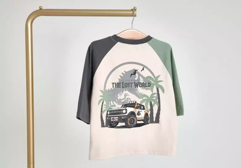 Fashion King - Korean Children Fashion - #kidsshorts - Jurassic Raglan 7 Tee - 8