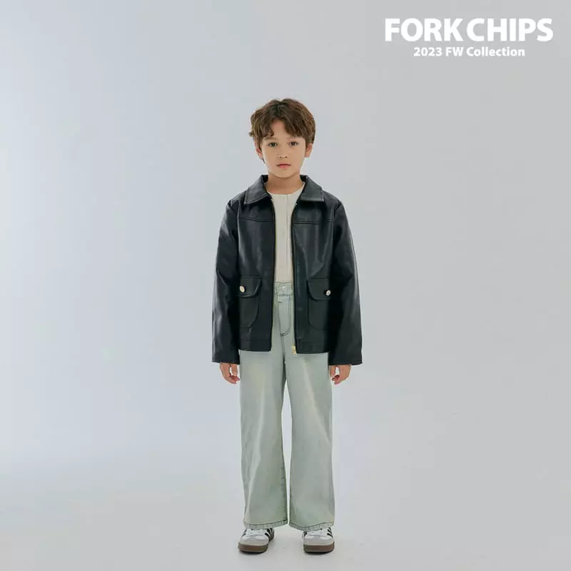 Fork Chips - Korean Children Fashion - #childofig - Bukin Leather Jacket