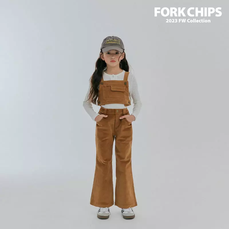 Fork Chips - Korean Children Fashion - #kidsstore - Cow Rib Dungarees - 2