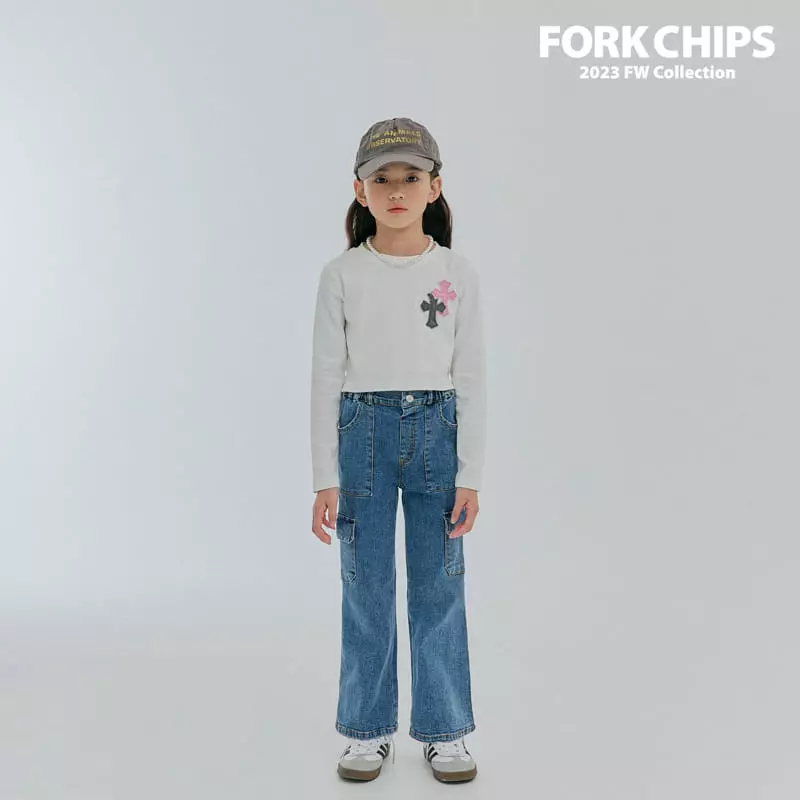 Fork Chips - Korean Children Fashion - #kidzfashiontrend - Cross Tee - 2