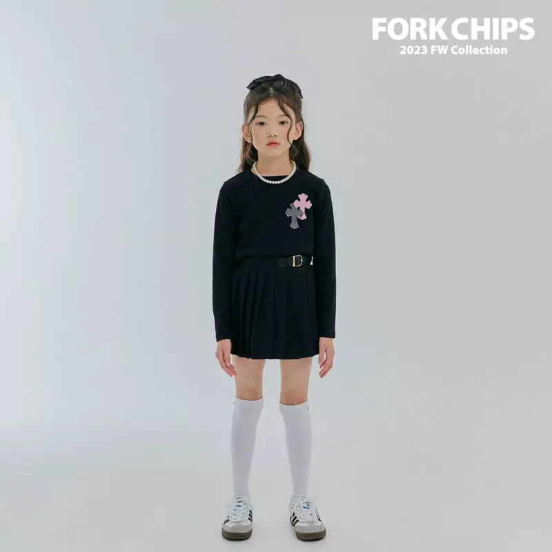 Fork Chips - Korean Children Fashion - #stylishchildhood - Cross Tee - 10